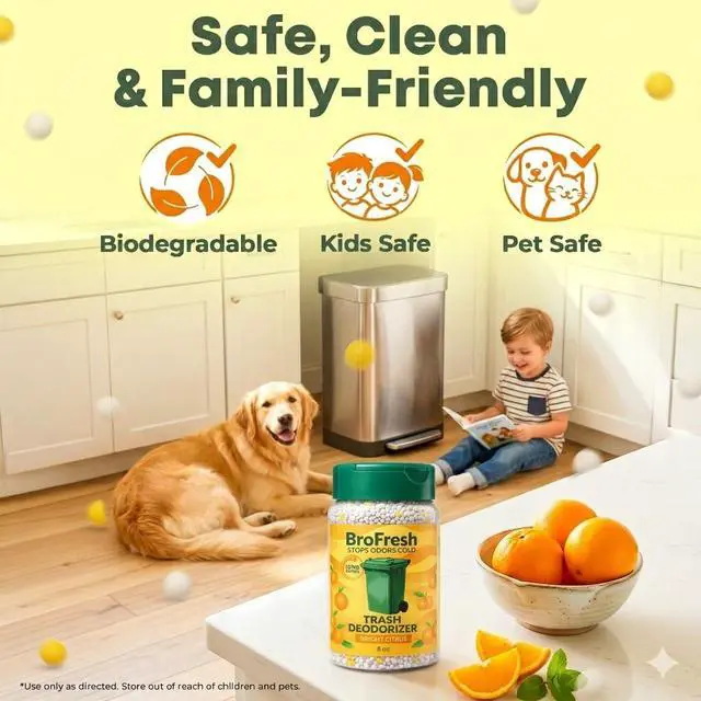Alt view image 3 of 7 - BroFresh Garbage Can Deodorizer, Neutralizes Odor, Absorbs Moisture & Releases Long-Lasting Scent, Safe & Non-Toxic, Trash Can Odor Eliminator (8 oz Twin, Citrus)