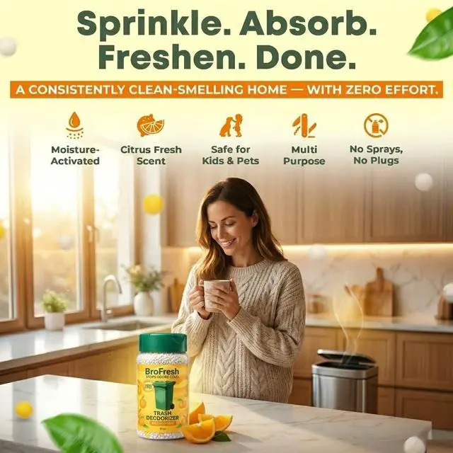 Alt view image 6 of 7 - BroFresh Garbage Can Deodorizer, Neutralizes Odor, Absorbs Moisture & Releases Long-Lasting Scent, Safe & Non-Toxic, Trash Can Odor Eliminator (8 oz Twin, Citrus)