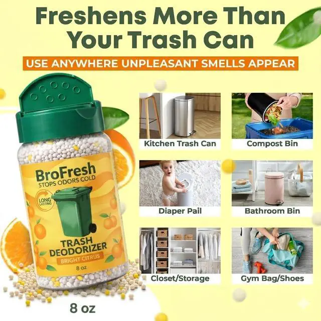 Alt view image 7 of 7 - BroFresh Garbage Can Deodorizer, Neutralizes Odor, Absorbs Moisture & Releases Long-Lasting Scent, Safe & Non-Toxic, Trash Can Odor Eliminator (8 oz Twin, Citrus)