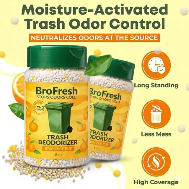 Alt view image 2 of 7 - BroFresh Garbage Can Deodorizer, Neutralizes Odor, Absorbs Moisture & Releases Long-Lasting Scent, Safe & Non-Toxic, Trash Can Odor Eliminator (8 oz Twin, Citrus)