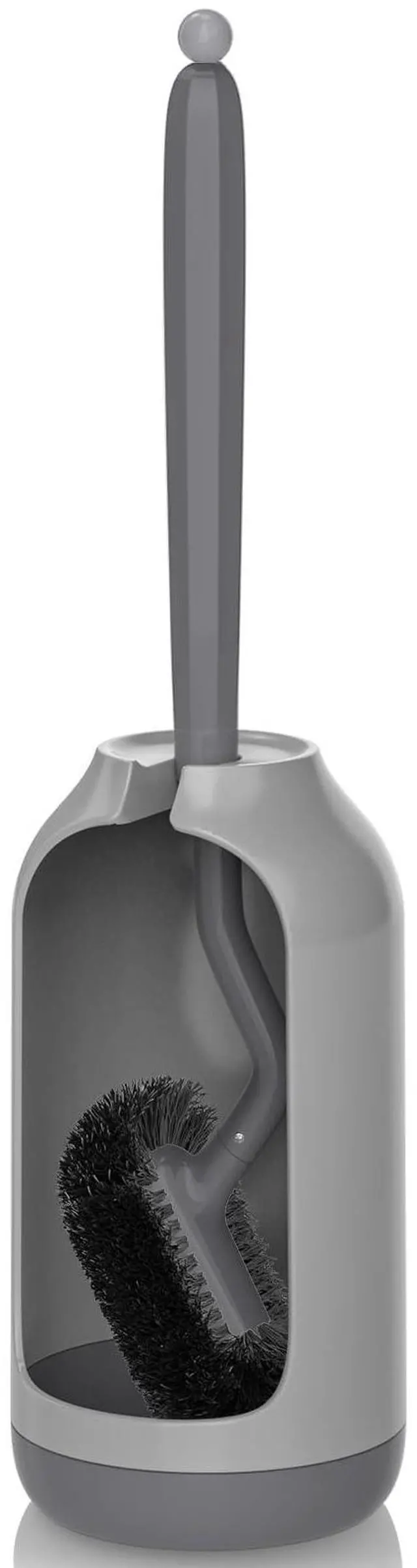 Main image of Toilet Bowl Brush Holder Set: Bathroom Deep Cleaning Toilet Cleaner Scrubber Under Rim with Curved Bristle for Dead Corner Clean - Hidden Rv Toilet Decorative Accessories with Caddy- Gray