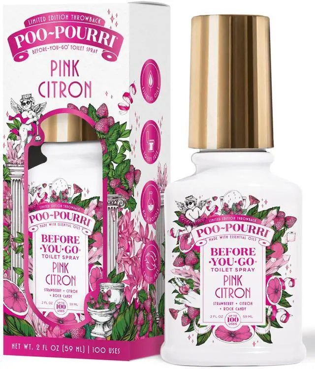 Main image of Before-You-Go Toilet Spray, Pink Citron, 2 Fl Oz, Up to 100 Uses, Bathroom Odor Deodorizer with Essential Oils for Home or Work, Travel Essentials, TSA Approved Size
