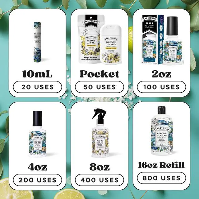 Alt view image 7 of 7 - Before-You-Go Toilet Spray, Fresh Sea Salt, 4 Fl Oz, Up to 200 Uses, Bathroom Odor Deodorizer, Plant-Based with Essential Oils, for Home or Work, Sea Salt, Bergamot & Eucalyptus Scent