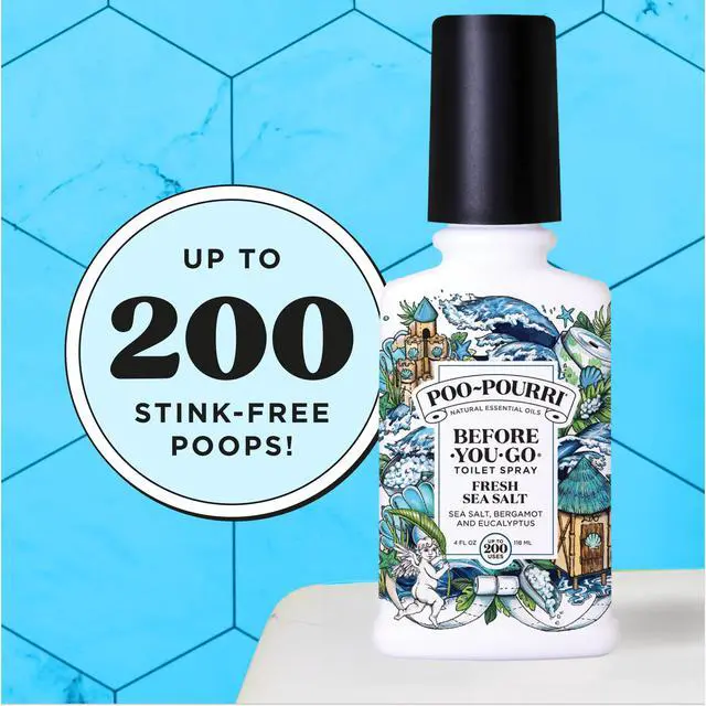 Alt view image 5 of 7 - Before-You-Go Toilet Spray, Fresh Sea Salt, 4 Fl Oz, Up to 200 Uses, Bathroom Odor Deodorizer, Plant-Based with Essential Oils, for Home or Work, Sea Salt, Bergamot & Eucalyptus Scent