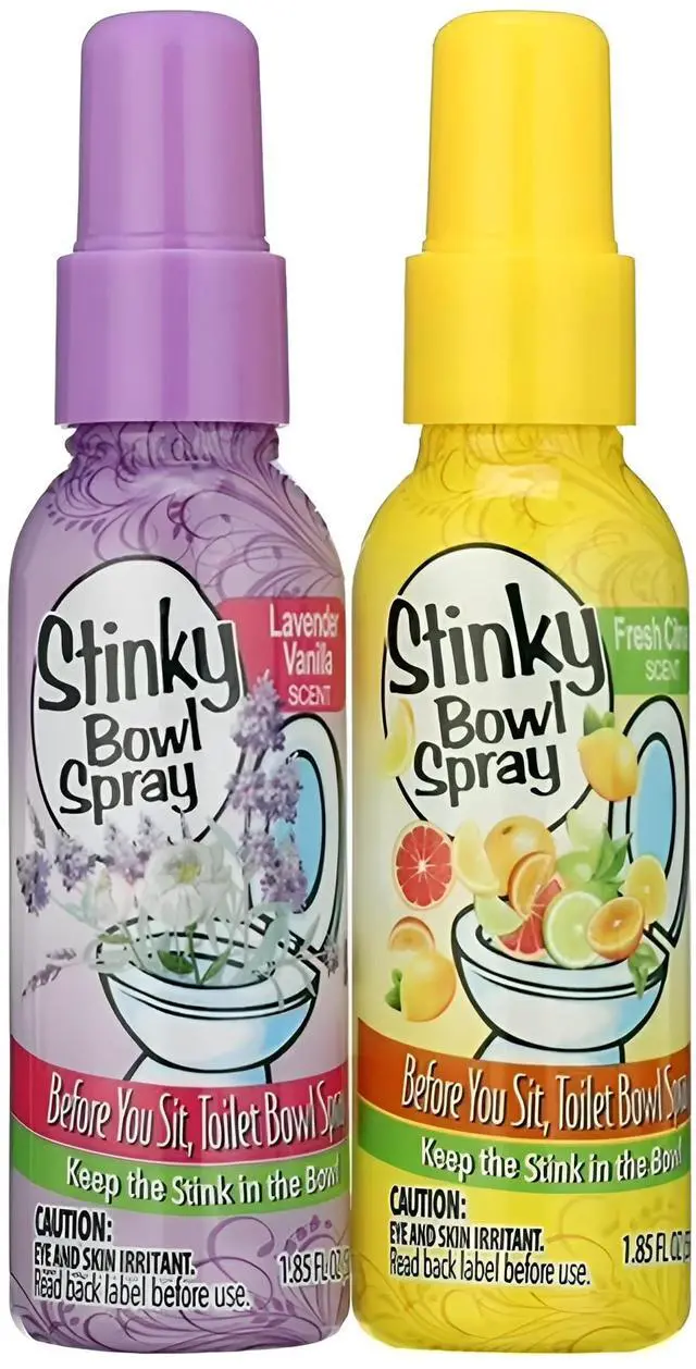 Main image of Set of 2 Stinky Bowl Spray 1.85oz - Before You Go Toilet Bathroom Deodorizer - Features Fresh Citrus Scent and Lavender Scent!