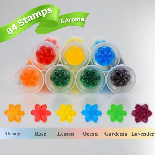 Alt view image 3 of 6 - 84 Flower Toilet Gel Stamps, Assorted Scents, Long Lasting Automatic Deodorizer, Adhesive Toilet Bowl Freshener for Bathroom Odor Control, 12 Month Supply