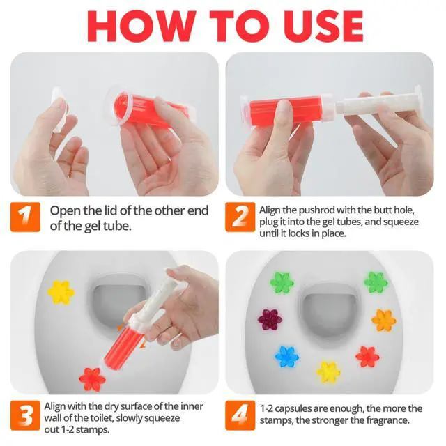 Alt view image 6 of 6 - 84 Flower Toilet Gel Stamps, Assorted Scents, Long Lasting Automatic Deodorizer, Adhesive Toilet Bowl Freshener for Bathroom Odor Control, 12 Month Supply