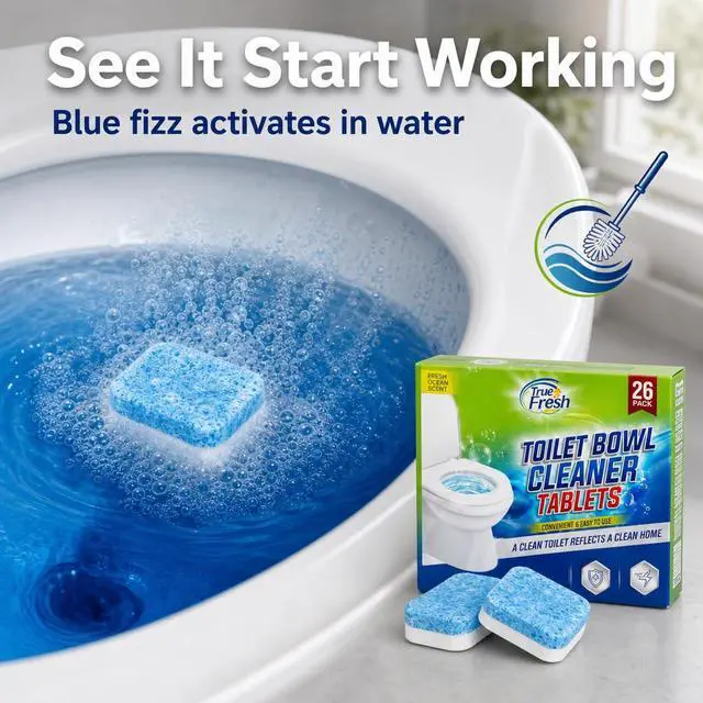 Alt view image 3 of 7 - Toilet Bowl Cleaner Tablets 26 Pack Deodorizer & Septic Safe Deep Cleaning, Odor Eliminator, Stain Remover for Long-Lasting Freshness Fresh Ocean Scent