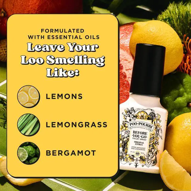 Alt view image 3 of 6 - Before-You-Go Toilet Spray, Original Citrus, 2 Fl Oz, Up to 100 Uses, Bathroom Odor Deodorizer with Essential Oils for Home or Work, Travel Essentials, TSA Approved Size, Lemon Bergamot