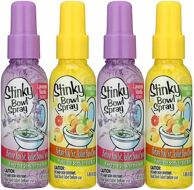 Main image of Set of 4 Stinky Bowl Spray 1.85oz - Before You Go Toilet Bathroom Deodorizer - Features Fresh Citrus Scent and Lavender Scent!