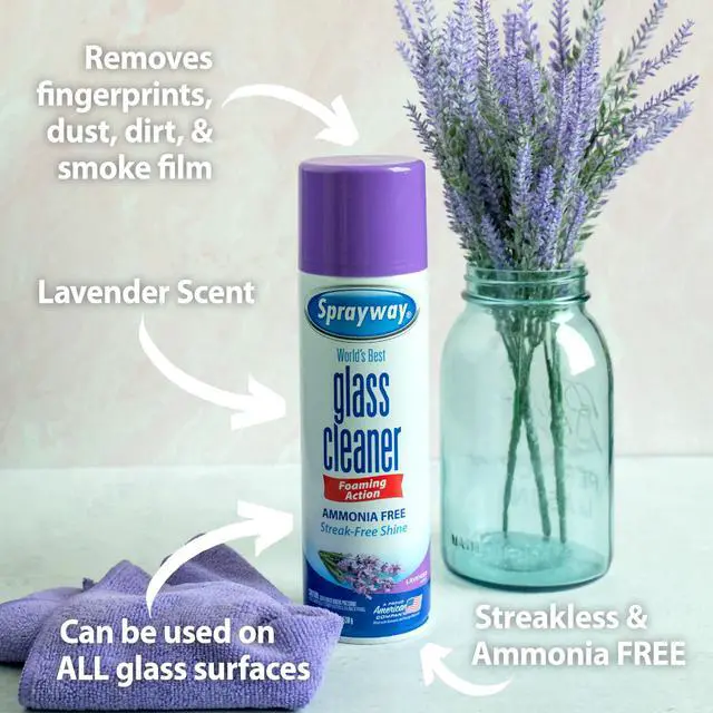 Alt view image 2 of 5 - Glass Cleaner Lavender Scent Foaming Aerosol Spray, 19oz, Pack of 6 | Ammonia-Free, Streakless, Fast-Acting | Cleans & Polishes Glass Surfaces | Removes Fingerprints, Dust, Dirt, Smoke Film