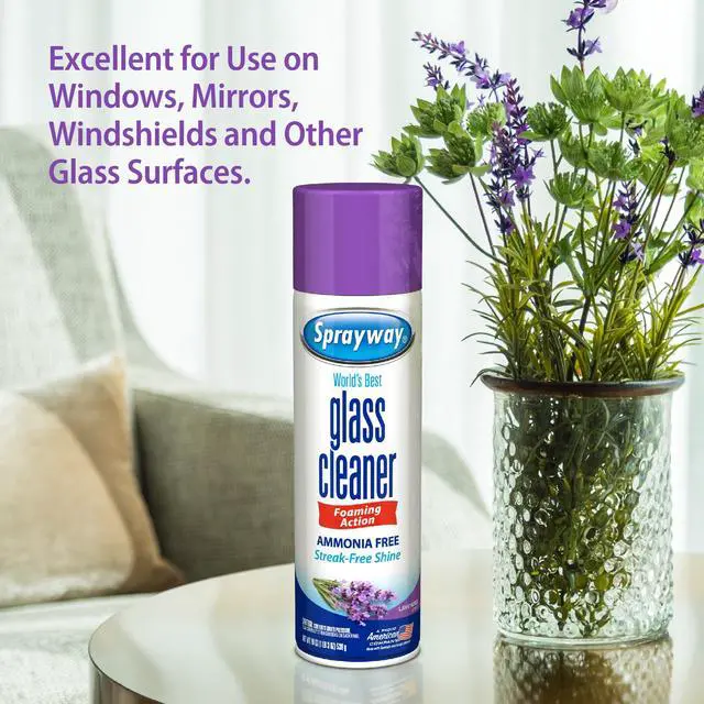 Alt view image 3 of 5 - Glass Cleaner Lavender Scent Foaming Aerosol Spray, 19oz, Pack of 6 | Ammonia-Free, Streakless, Fast-Acting | Cleans & Polishes Glass Surfaces | Removes Fingerprints, Dust, Dirt, Smoke Film