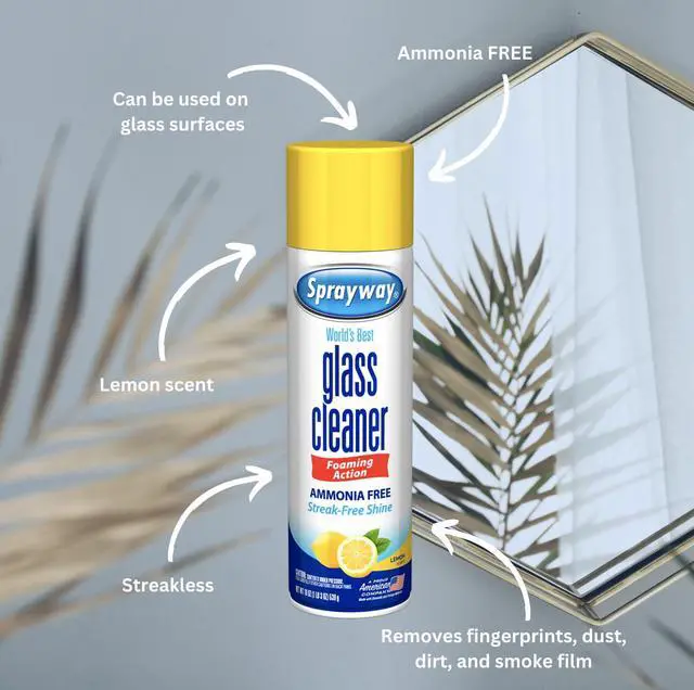 Alt view image 2 of 5 - Glass Cleaner Lemon Scent Foaming Aerosol Spray, 19oz, Pack of 6 | Ammonia-Free, Streakless, Fast-Acting | Cleans & Polishes Glass Surfaces | Removes Fingerprints, Dust, Dirt, Smoke Film