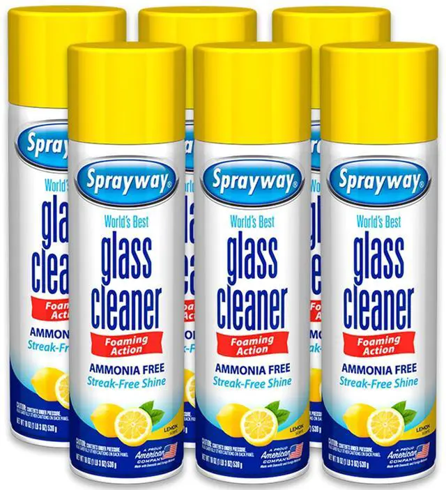Main image of Glass Cleaner Lemon Scent Foaming Aerosol Spray, 19oz, Pack of 6 | Ammonia-Free, Streakless, Fast-Acting | Cleans & Polishes Glass Surfaces | Removes Fingerprints, Dust, Dirt, Smoke Film
