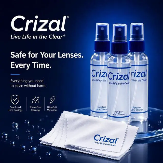 Alt view image 3 of 7 - Eyeglass Cleaner Spray 4 Pack | Premium Lens Cleaner | Designed by Crizal® | Safe for All Advanced AR & Anti-Reflective Lens Coatings