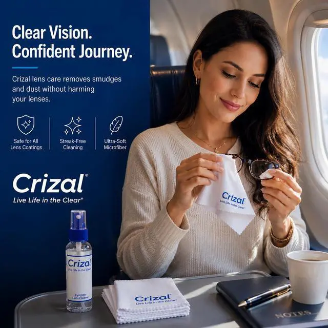 Alt view image 6 of 7 - Eyeglass Cleaner Spray 4 Pack | Premium Lens Cleaner | Designed by Crizal® | Safe for All Advanced AR & Anti-Reflective Lens Coatings