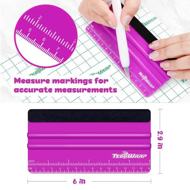 Alt view image 2 of 7 - Professional Squeegee Tool for Vinyl Decals, Inkjet Vinyl Sticker Paper,and Wallpaper - 6"x2.9", Scratch-Free Application (Pitaya)