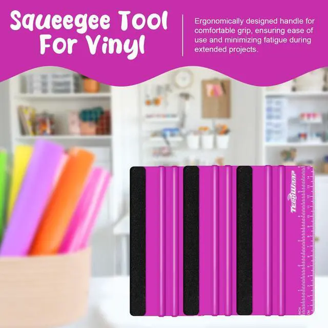 Alt view image 4 of 7 - Professional Squeegee Tool for Vinyl Decals, Inkjet Vinyl Sticker Paper,and Wallpaper - 6"x2.9", Scratch-Free Application (Pitaya)