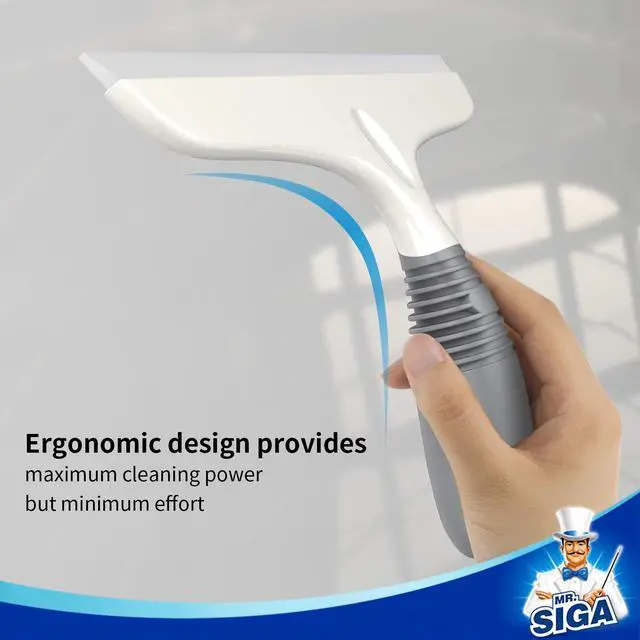 Alt view image 4 of 6 - Multi-Purpose Silicon Squeegee for Window, Glass, Shower Door, Car Windshield, Heavy Duty Window Scrubber, Includes Suction Hook, 10 inch, White & Gray, 2 Pack
