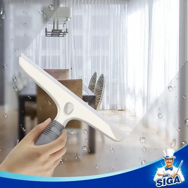 Alt view image 5 of 6 - Multi-Purpose Silicon Squeegee for Window, Glass, Shower Door, Car Windshield, Heavy Duty Window Scrubber, Includes Suction Hook, 10 inch, White & Gray, 2 Pack