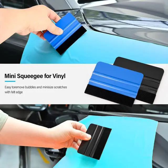 Alt view image 2 of 7 - 20 Pack Vinyl Squeegee with 20PCS Felt Fabric for Tint Film Decal Squeegee Application Tool Vinyl Wrap Installation Wallpaper Smooth Tool (Black and Blue, 20)