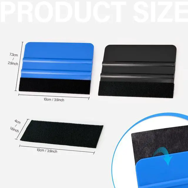 Alt view image 7 of 7 - 20 Pack Vinyl Squeegee with 20PCS Felt Fabric for Tint Film Decal Squeegee Application Tool Vinyl Wrap Installation Wallpaper Smooth Tool (Black and Blue, 20)