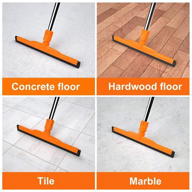 Alt view image 2 of 7 - Heavy-Duty Floor Squeegee, 62" Adjustable Handle, EVA Foam Blade, Ideal for Concrete, Garage, Patio & More