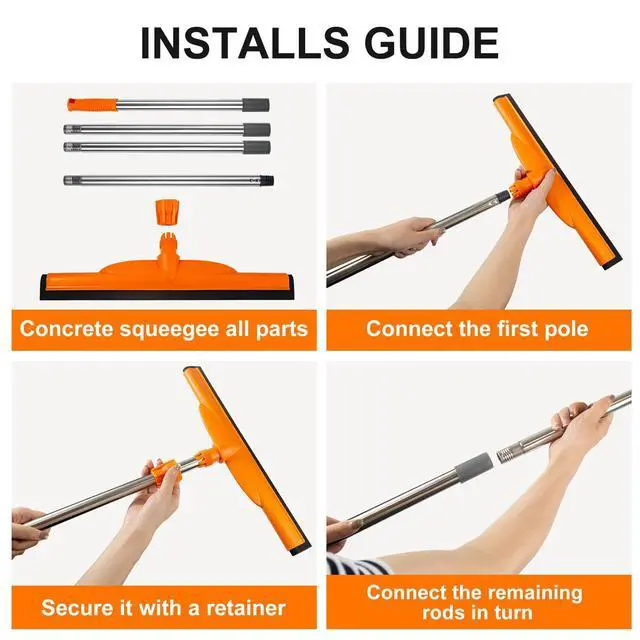 Alt view image 6 of 7 - Heavy-Duty Floor Squeegee, 62" Adjustable Handle, EVA Foam Blade, Ideal for Concrete, Garage, Patio & More