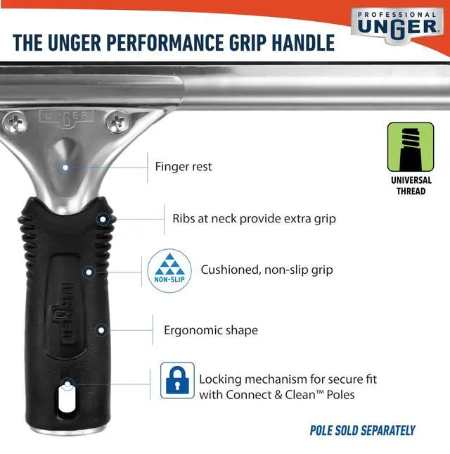 Alt view image 6 of 7 - Professional Connect and Clean 12 Performance Squeegee for Glass and Window Care with Replacement Rubber, Heavy Duty Cleaning Supplies with Streak-Free Results, Handheld Household Cleaner Tool
