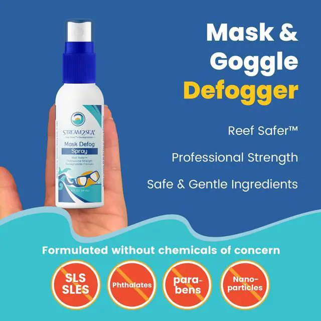 Alt view image 3 of 7 - Reef Safe Anti-Fog Spray for Swim Goggles, Snorkel, Scuba & Ski Masks Defogger for Scuba Diving, Snorkeling & Swimming 2 Fl Oz