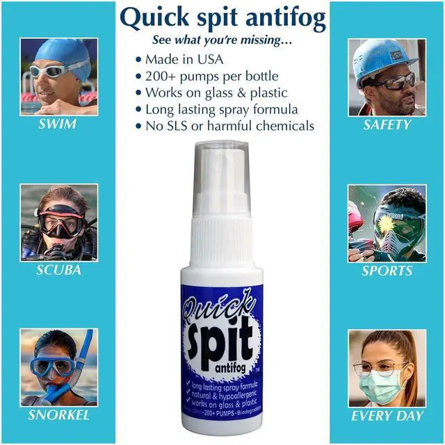 Alt view image 2 of 7 - Premium Anti-Fog Spray for Eye Glasses, Mirrors, Plastic Windows, Swim Goggles , Diving Masks- Quick and Long-Lasting Glass Anti Fog Quick Spit Spray, 1 oz. (pack of 1)