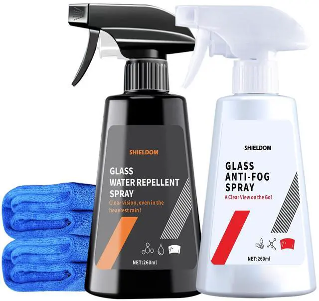 Main image of Anti Fog Spray & Rain Repellent Spray for Car Windshield Glass Water Repellent Defogger Spray Waterproof Prevent Fogging for Automotive Windows Mirrors Glasses Goggles Helmets - Pack of 2