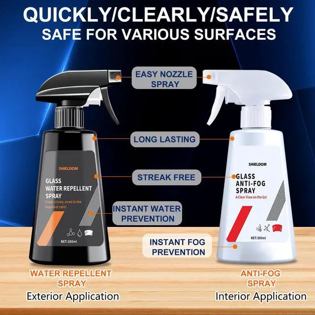 Alt view image 2 of 6 - Anti Fog Spray & Rain Repellent Spray for Car Windshield Glass Water Repellent Defogger Spray Waterproof Prevent Fogging for Automotive Windows Mirrors Glasses Goggles Helmets - Pack of 2