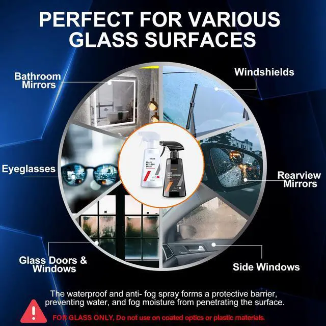 Alt view image 4 of 6 - Anti Fog Spray & Rain Repellent Spray for Car Windshield Glass Water Repellent Defogger Spray Waterproof Prevent Fogging for Automotive Windows Mirrors Glasses Goggles Helmets - Pack of 2