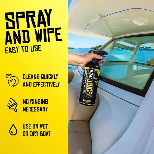 Alt view image 4 of 7 - 2in1 Boat Glass Cleaner & Anti-Fog Spray | Boat Cleaner for Glass, Windows, & Electronic Screens | Lemon Drop Scent | Marine Detailing & Cleaning Supplies, Accessories | Made in USA (16oz)