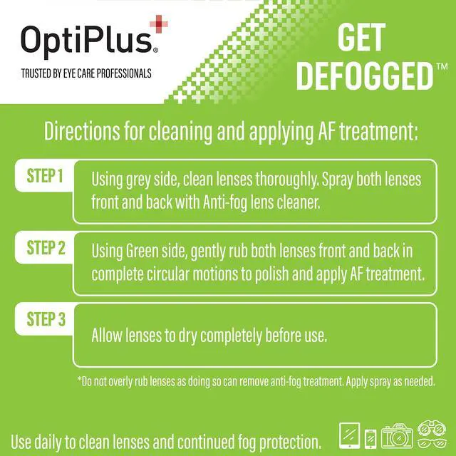 Alt view image 3 of 5 - Anti-Fog Lens Cleaning Spray and Dual Microfiber Cloth | Streak-Free Cleaner and Defogging Spray for Glasses, Laptops Screens, Smart Phones, Optical Lens, Goggles, and Watch Screen l 2oz