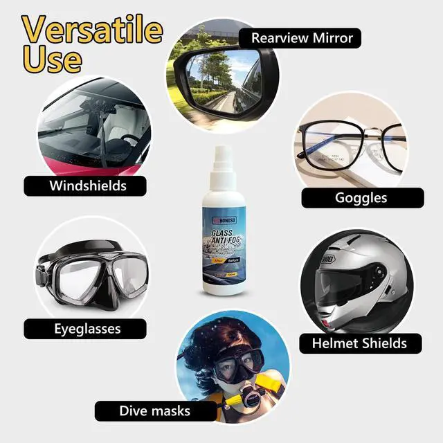 Alt view image 4 of 6 - Anti Fog Spray for Glasses, Eye Glasses, Swim Goggles, Ski Goggles, Car Windshield, Prevent Fogging, Improve Visibility, Safe for All Lenses - 100ml