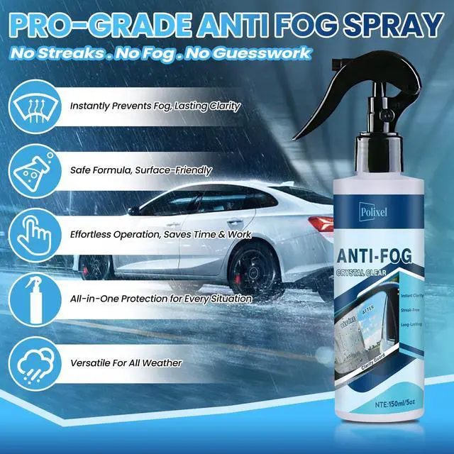 Alt view image 3 of 6 - Glass Anti Fog Spray for Car Windshield - Windows Defogger Instantly Prevents Fog on Glasses, Car Windows & Mirrors - Streak-Free, Safe for All Surfaces - 5OZ/150ML