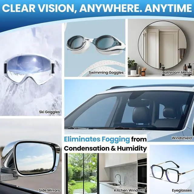 Alt view image 5 of 6 - Glass Anti Fog Spray for Car Windshield - Windows Defogger Instantly Prevents Fog on Glasses, Car Windows & Mirrors - Streak-Free, Safe for All Surfaces - 5OZ/150ML