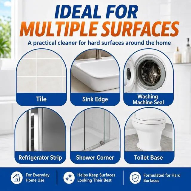 Alt view image 4 of 7 - Mold Stain Cleaning Gel, 5 Fl oz All-Purpose Household Cleaner Gel for Front Loader Seal, Bathroom Grout, Sink, Shower, Caulk, Washing Machine Cleaning Solution