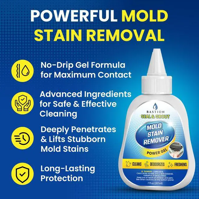 Alt view image 2 of 7 - Mold Stain Remover Power Gel Cleaner Heavy Duty Cleaning Solution for Front Loader Washing Machine Seal, Bathroom Grout, Shower, Caulk (7 fl oz)