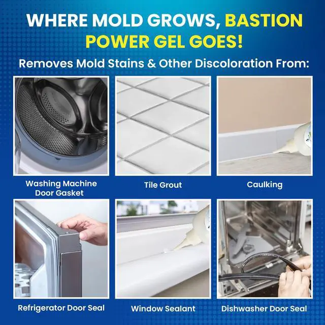 Alt view image 3 of 7 - Mold Stain Remover Power Gel Cleaner Heavy Duty Cleaning Solution for Front Loader Washing Machine Seal, Bathroom Grout, Shower, Caulk (7 fl oz)