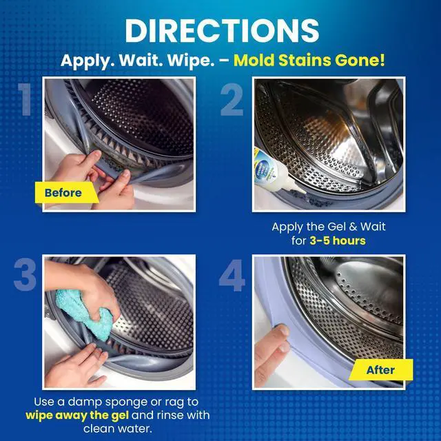 Alt view image 4 of 7 - Mold Stain Remover Power Gel Cleaner Heavy Duty Cleaning Solution for Front Loader Washing Machine Seal, Bathroom Grout, Shower, Caulk (7 fl oz)