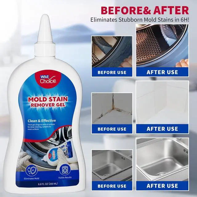 Alt view image 2 of 7 - Stain Remover Gel Cleaner for Shower, Bathroom Tile Grout and Caulk - Heavy Duty Cleaner for Front Load Washing Machine Rubber Seal - No Scrubbing Gel Formula, 8.8 Fl Oz