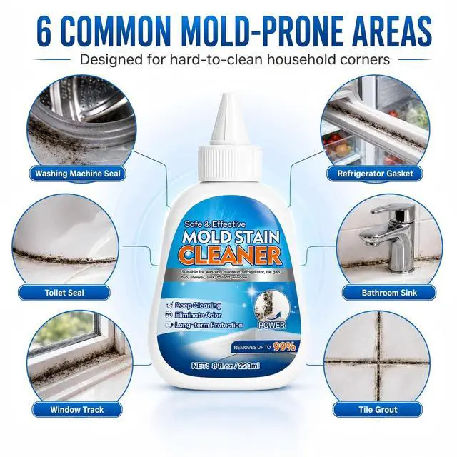 Alt view image 3 of 7 - Mold Stain Remover Gel, 8 Fl Oz Heavy-Duty Thick Gel Formula for Washing Machine Seal, Front Load Washer Gasket, Bathroom Grout, Shower, Silicone Caulk, Tile & Sink Cleaner