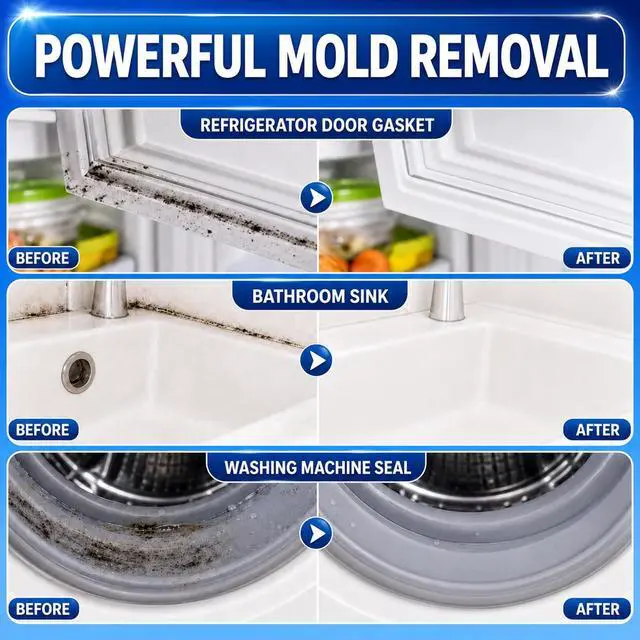 Alt view image 4 of 7 - Mold Stain Remover Gel, 8 Fl Oz Heavy-Duty Thick Gel Formula for Washing Machine Seal, Front Load Washer Gasket, Bathroom Grout, Shower, Silicone Caulk, Tile & Sink Cleaner