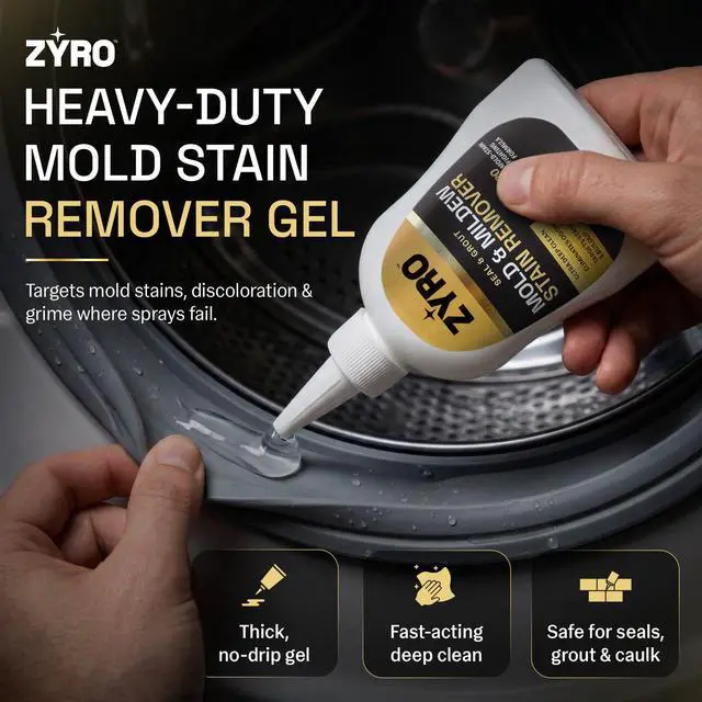 Alt view image 2 of 7 - Mold Stain Remover Gel | Heavy Duty Mold & Mildew Stain Remover | Tile, Grout & Caulk Cleaner | Front Load Washing Machine Seal Cleaner | Bathroom Shower Cleaner | 7 Oz