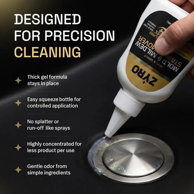 Alt view image 4 of 7 - Mold Stain Remover Gel | Heavy Duty Mold & Mildew Stain Remover | Tile, Grout & Caulk Cleaner | Front Load Washing Machine Seal Cleaner | Bathroom Shower Cleaner | 7 Oz