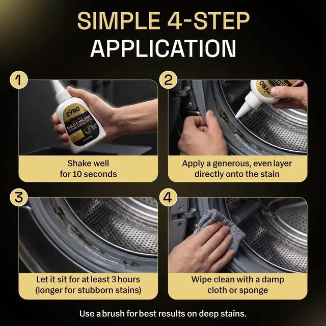 Alt view image 5 of 7 - Mold Stain Remover Gel | Heavy Duty Mold & Mildew Stain Remover | Tile, Grout & Caulk Cleaner | Front Load Washing Machine Seal Cleaner | Bathroom Shower Cleaner | 7 Oz