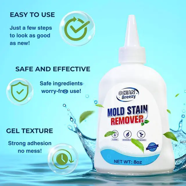 Alt view image 2 of 6 - Mold Stain Remover Gel 8 Fl Oz, Household Grout Surface Cleaner, Cleaning Gel for Washing Machine, Refrigerator Strips, Tiles, Bathroom Kitchen Sinks, Damp Areas